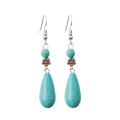 Synthetic Turquoise Long Drop Earrings